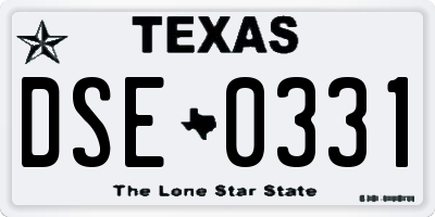 TX license plate DSE0331
