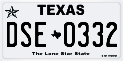 TX license plate DSE0332