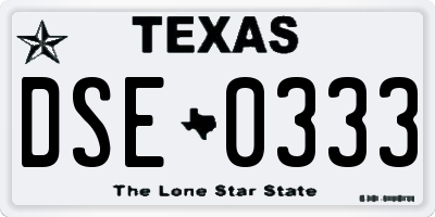 TX license plate DSE0333