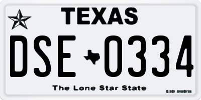 TX license plate DSE0334