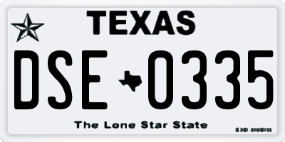 TX license plate DSE0335