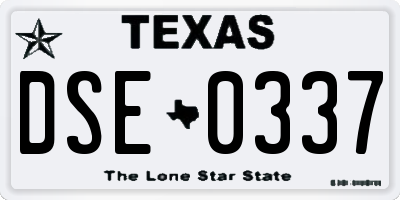 TX license plate DSE0337