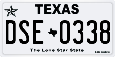 TX license plate DSE0338