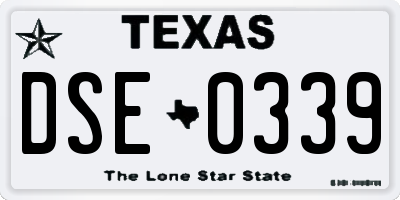 TX license plate DSE0339