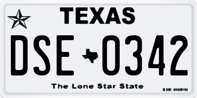 TX license plate DSE0342