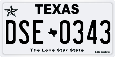 TX license plate DSE0343