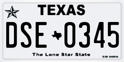 TX license plate DSE0345