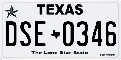 TX license plate DSE0346