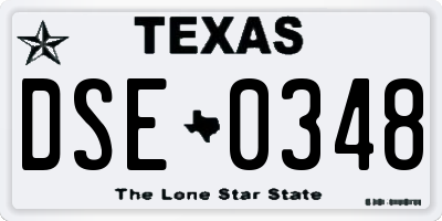 TX license plate DSE0348