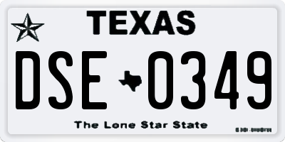 TX license plate DSE0349
