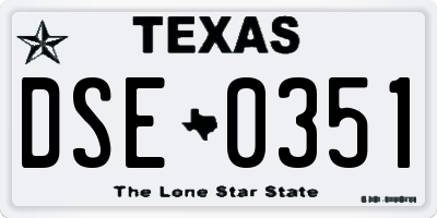 TX license plate DSE0351