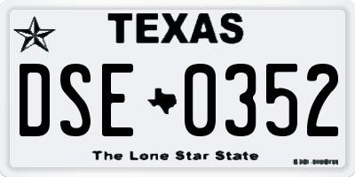 TX license plate DSE0352