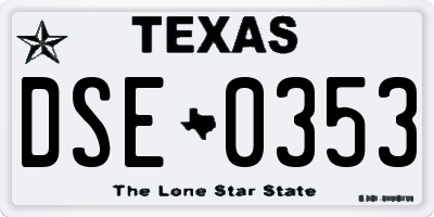 TX license plate DSE0353