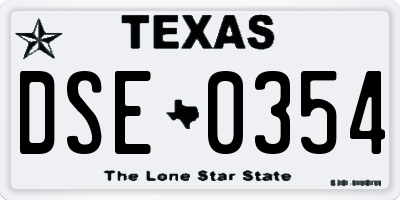 TX license plate DSE0354