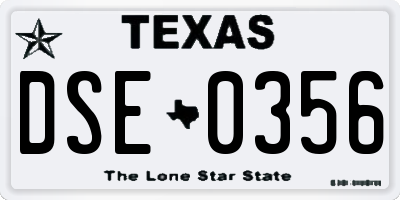 TX license plate DSE0356