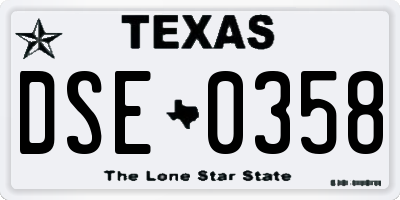 TX license plate DSE0358