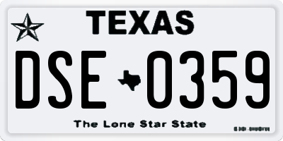 TX license plate DSE0359