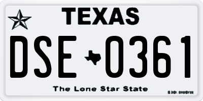 TX license plate DSE0361
