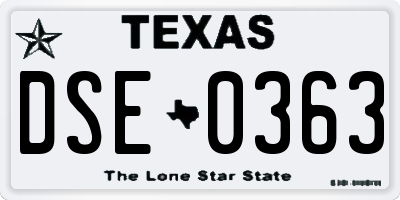 TX license plate DSE0363