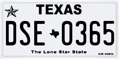 TX license plate DSE0365