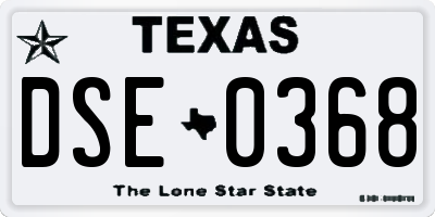 TX license plate DSE0368