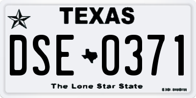 TX license plate DSE0371