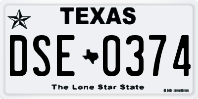 TX license plate DSE0374