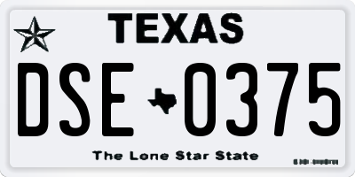 TX license plate DSE0375