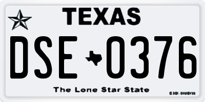 TX license plate DSE0376