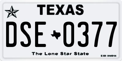 TX license plate DSE0377