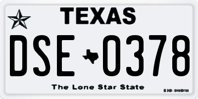 TX license plate DSE0378