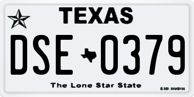TX license plate DSE0379