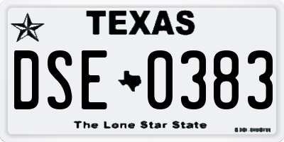 TX license plate DSE0383