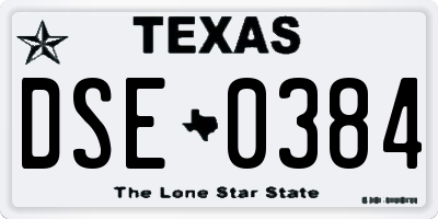 TX license plate DSE0384