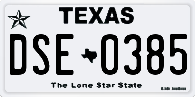 TX license plate DSE0385