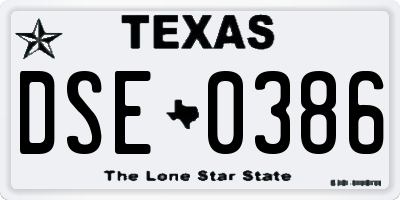 TX license plate DSE0386