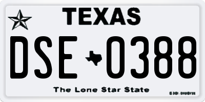 TX license plate DSE0388