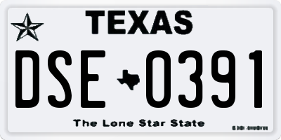 TX license plate DSE0391