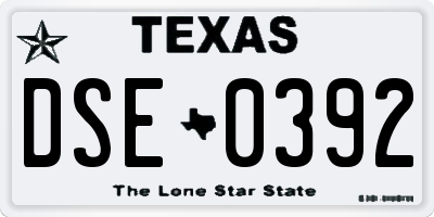 TX license plate DSE0392