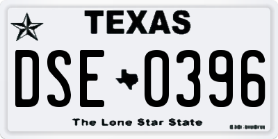 TX license plate DSE0396