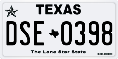 TX license plate DSE0398