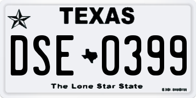 TX license plate DSE0399