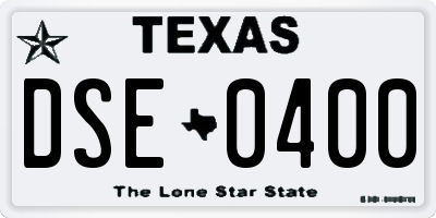 TX license plate DSE0400