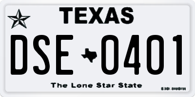TX license plate DSE0401