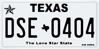 TX license plate DSE0404