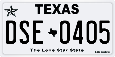 TX license plate DSE0405