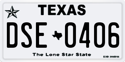 TX license plate DSE0406
