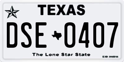 TX license plate DSE0407