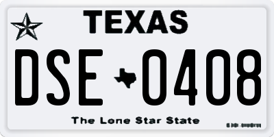 TX license plate DSE0408