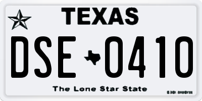TX license plate DSE0410